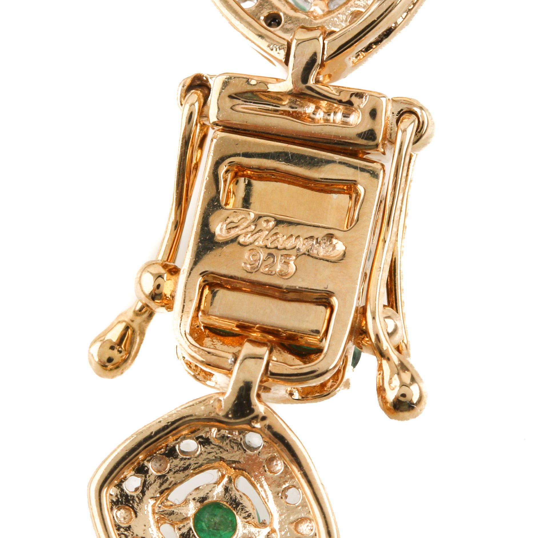 Orianne Gold Wash on Sterling Silver Emerald and White Topaz Bracelet and Ring