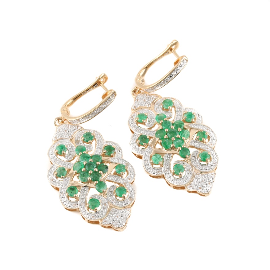 Orianne Gold Wash Sterling Silver Emerald and White Topaz Earrings