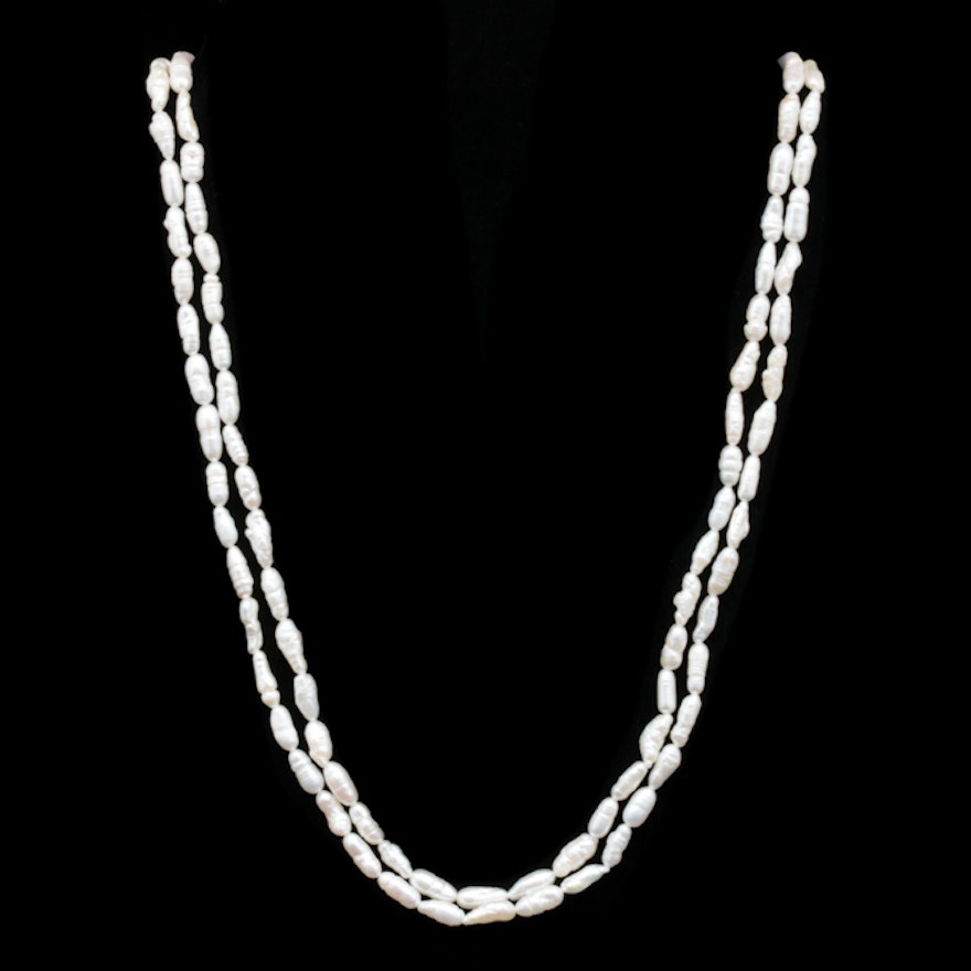 14K Yellow Gold and Freshwater Pearl Double Strand Necklace