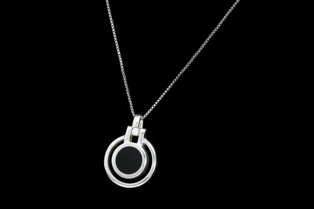 Sterling Silver and Onyx Pendant with Chain