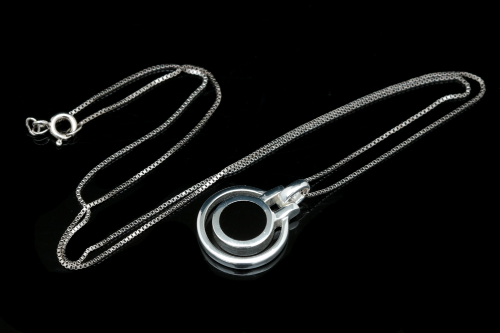 Sterling Silver and Onyx Pendant with Chain