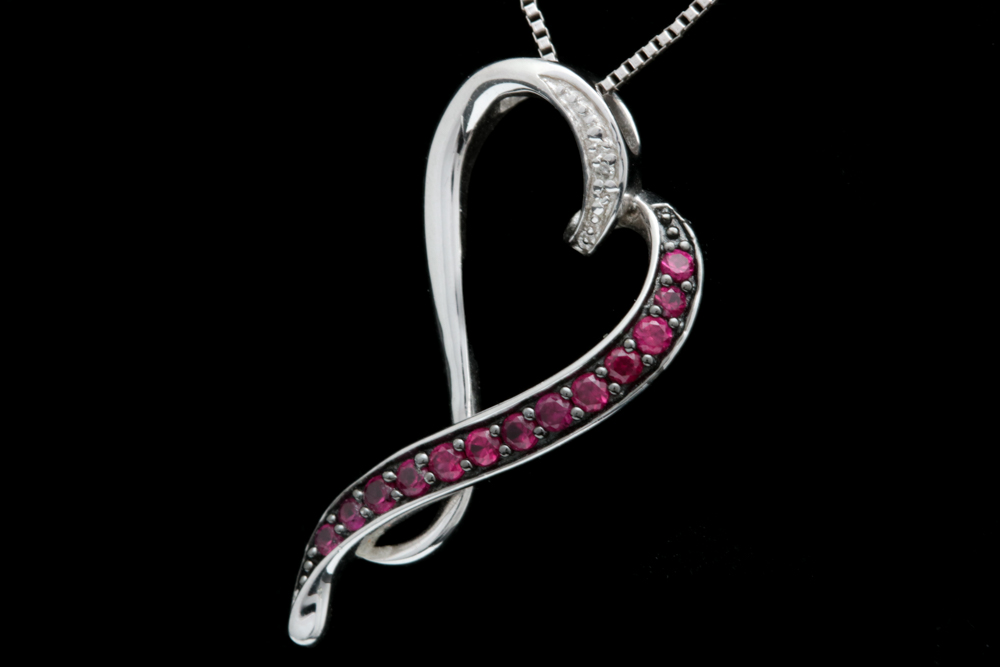 Sterling Silver, Synthetic Spinel and Diamond Pendant with Chain