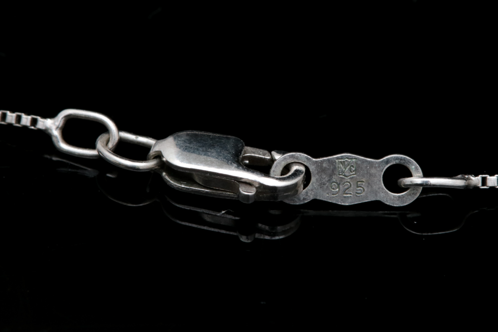 Sterling Silver, Synthetic Spinel and Diamond Pendant with Chain