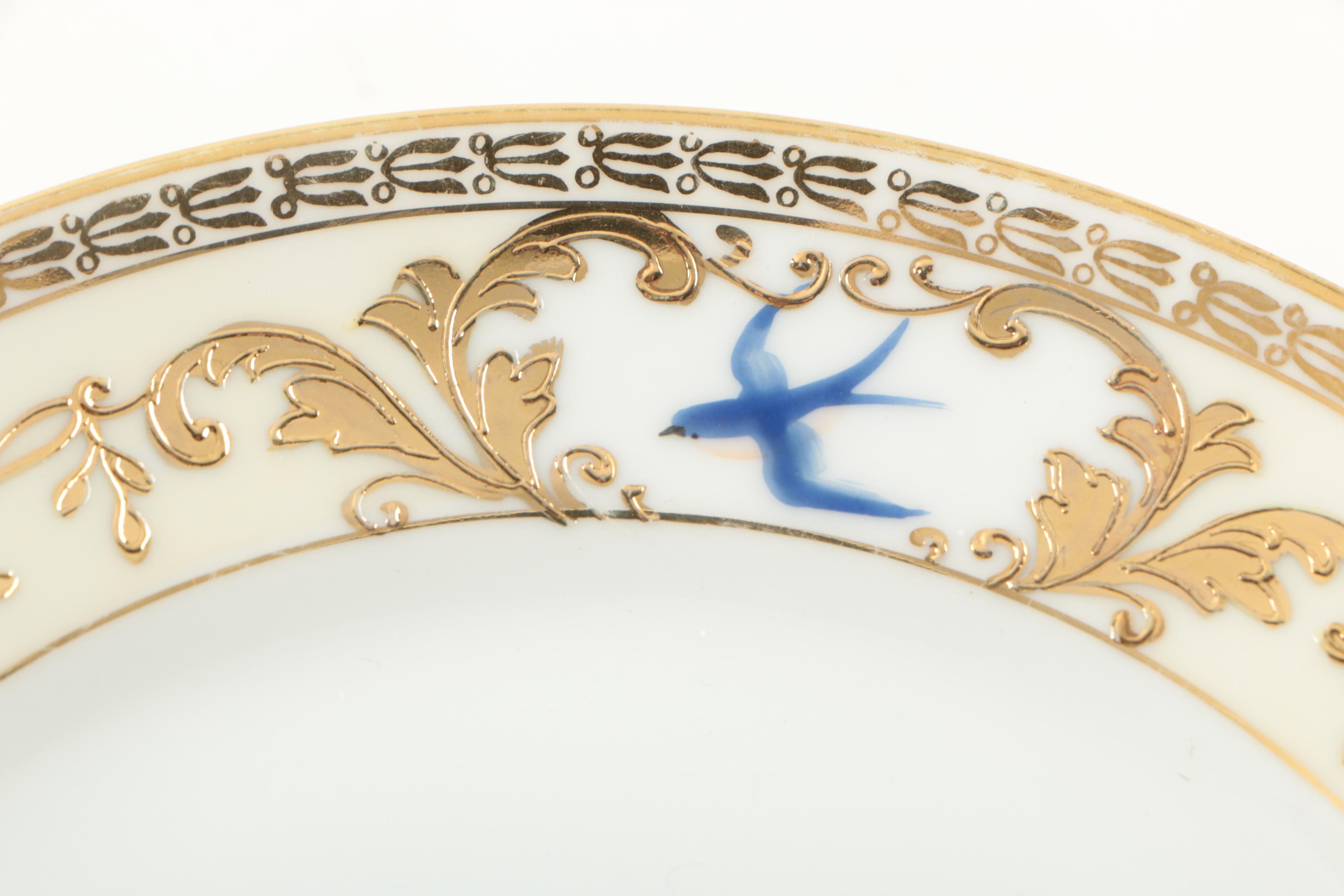 Vintage Noritake Porcelain Tableware with Blue Birds