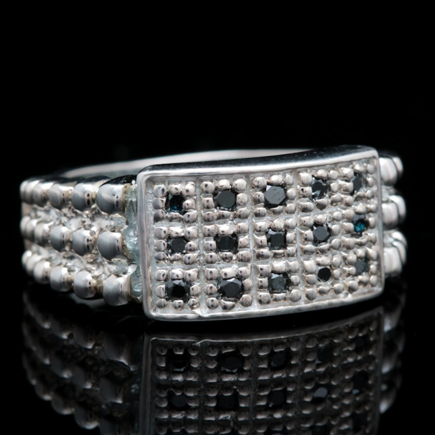 Sterling Silver and Black Diamond Ring