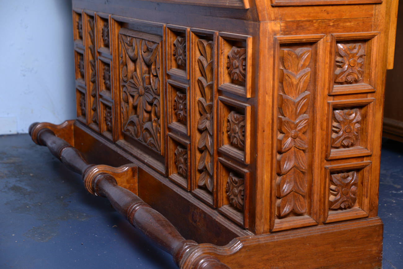Bavarian Style Carved Bar with Tile Top
