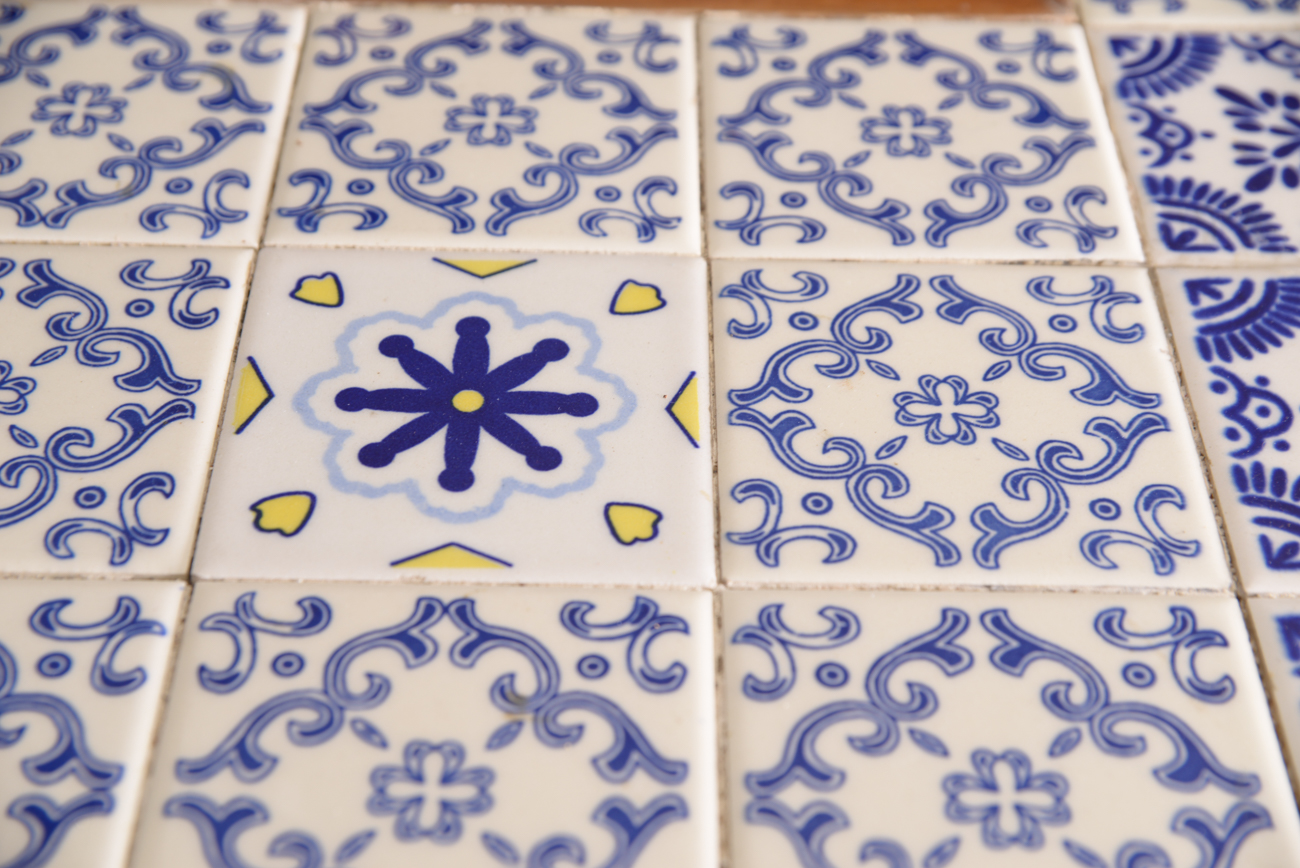 Bavarian Style Carved Bar with Tile Top