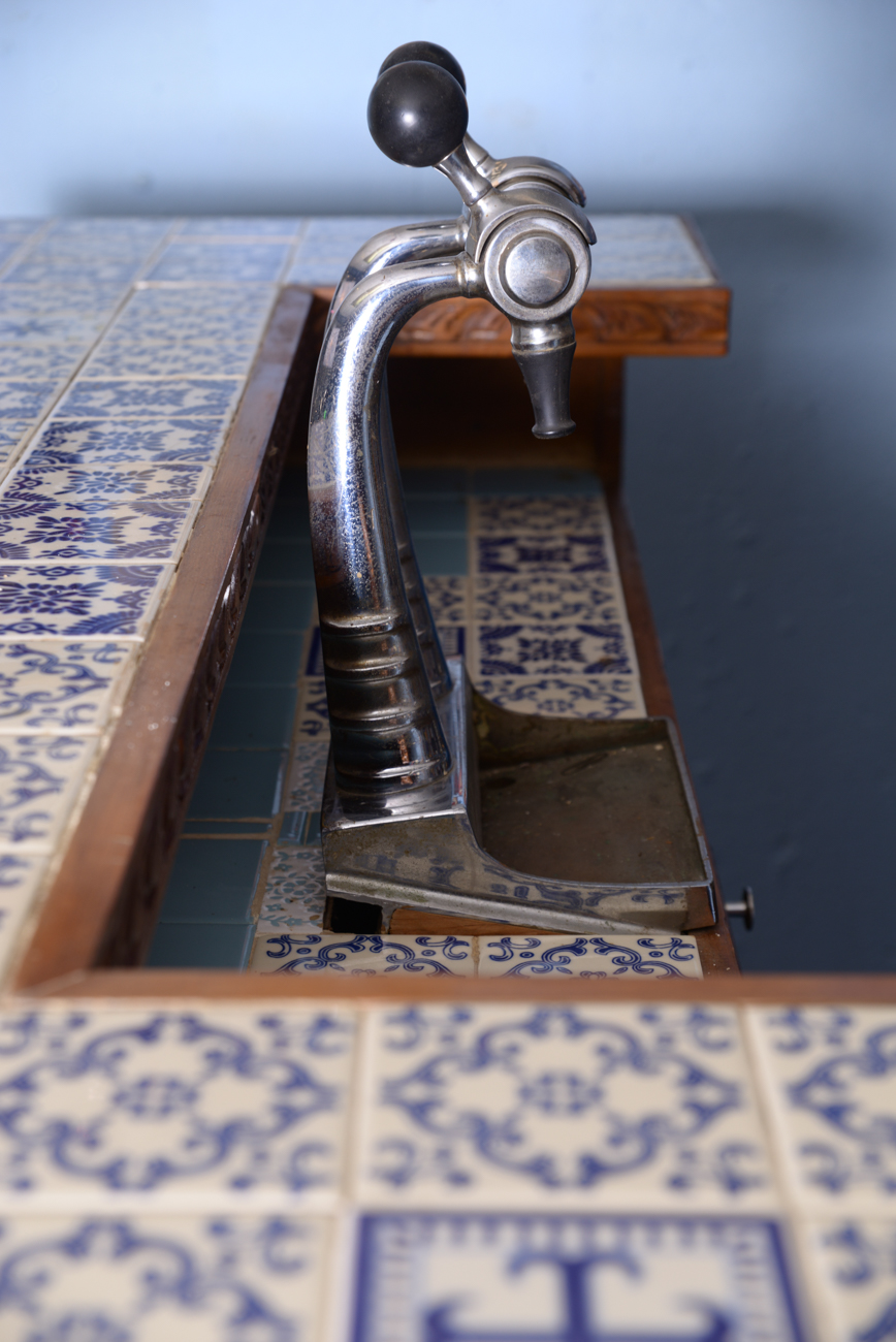 Bavarian Style Carved Bar with Tile Top