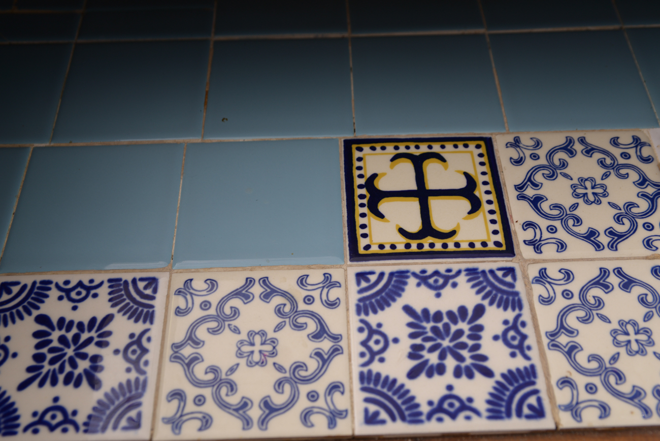 Bavarian Style Carved Bar with Tile Top