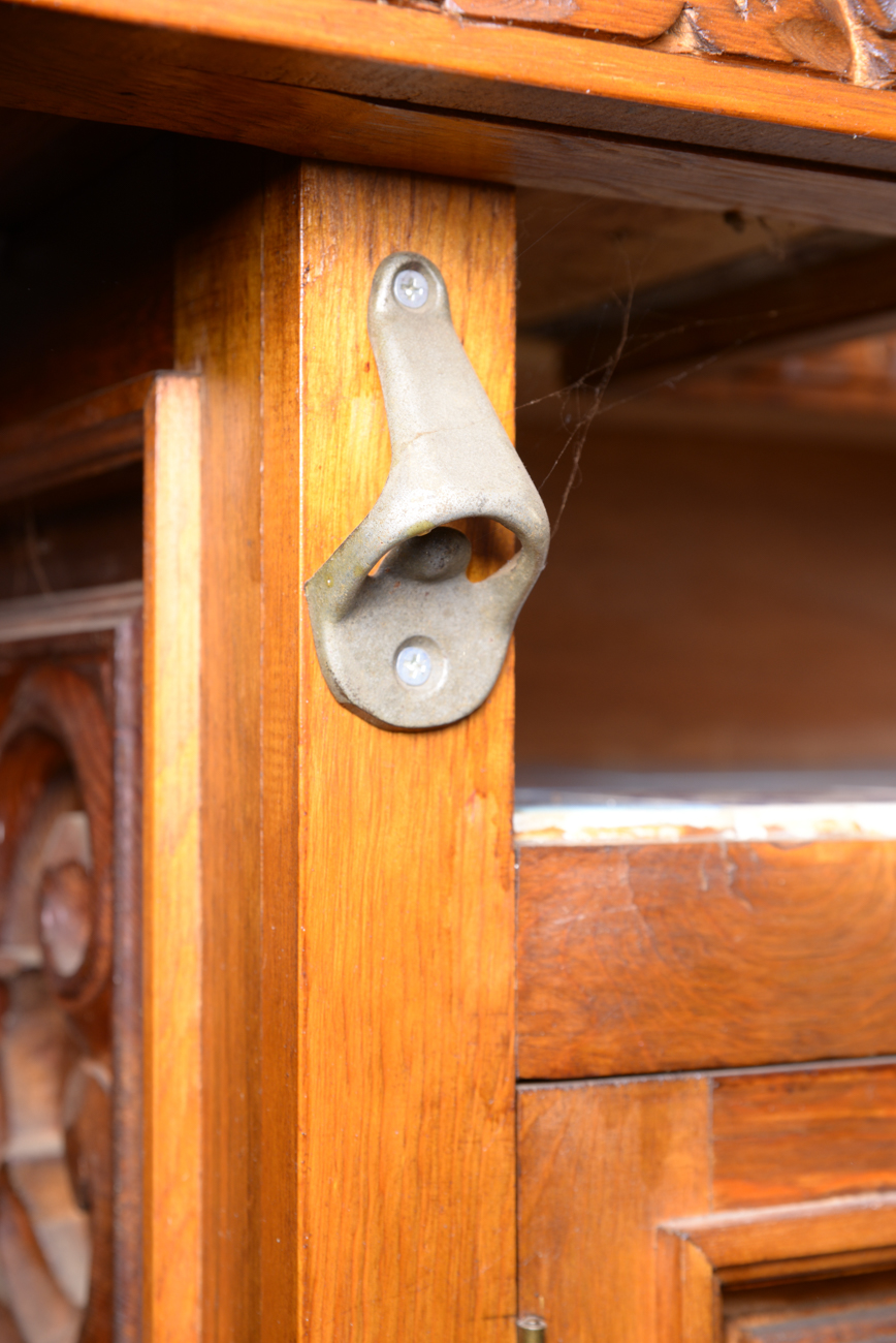 Bavarian Style Carved Bar with Tile Top