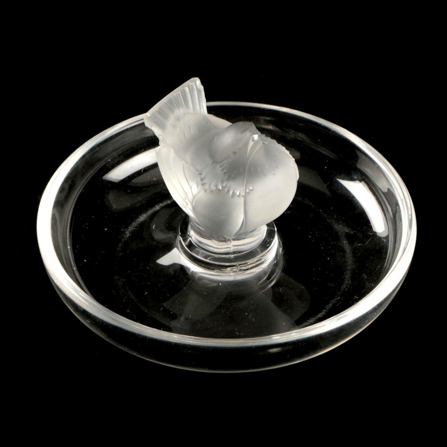 Lalique Crystal "Finch" Ring Dish