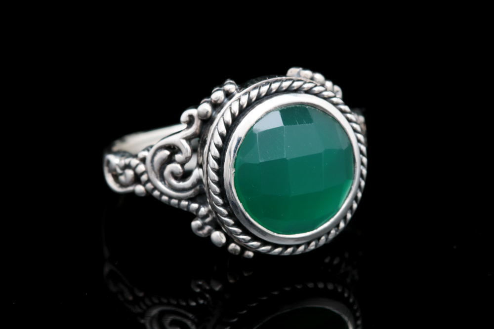 Sterling Silver and Green Chalcedony Ring