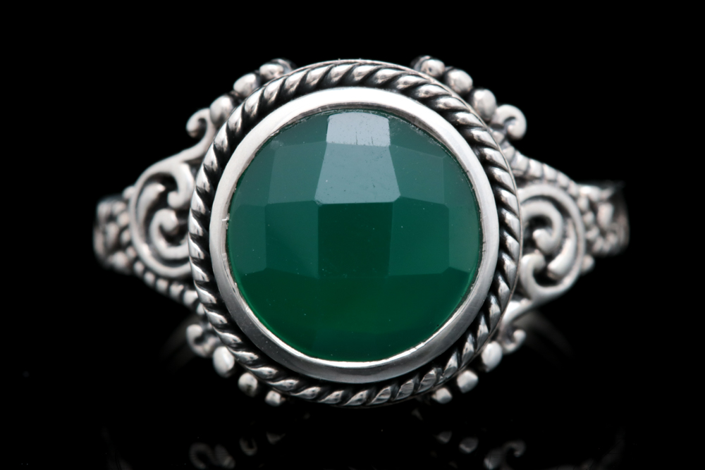Sterling Silver and Green Chalcedony Ring