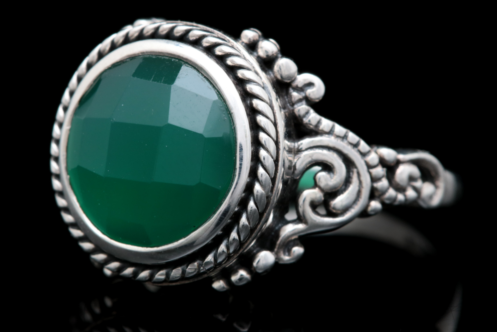 Sterling Silver and Green Chalcedony Ring