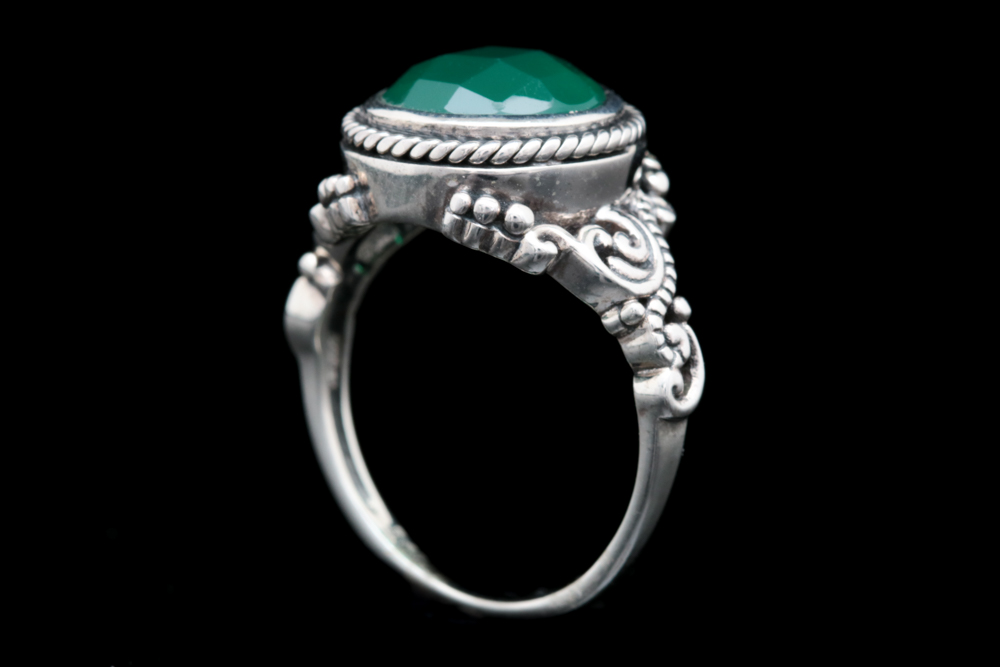 Sterling Silver and Green Chalcedony Ring