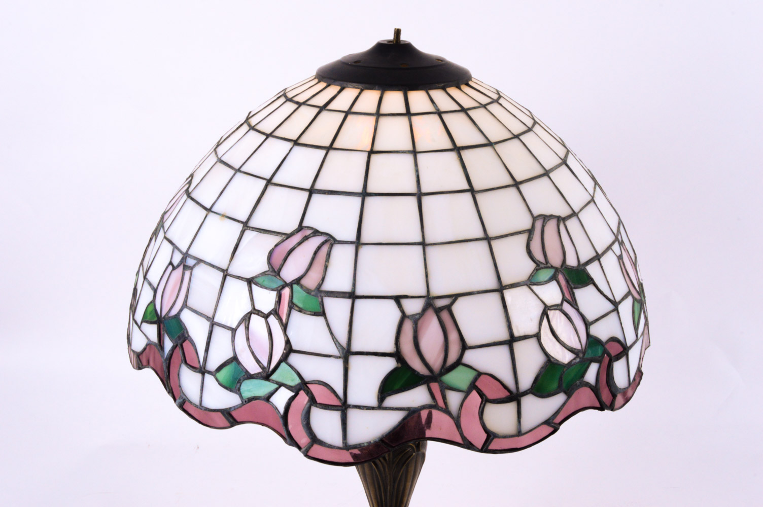 Tiffany Style Stained Glass Rosebud Table Lamps