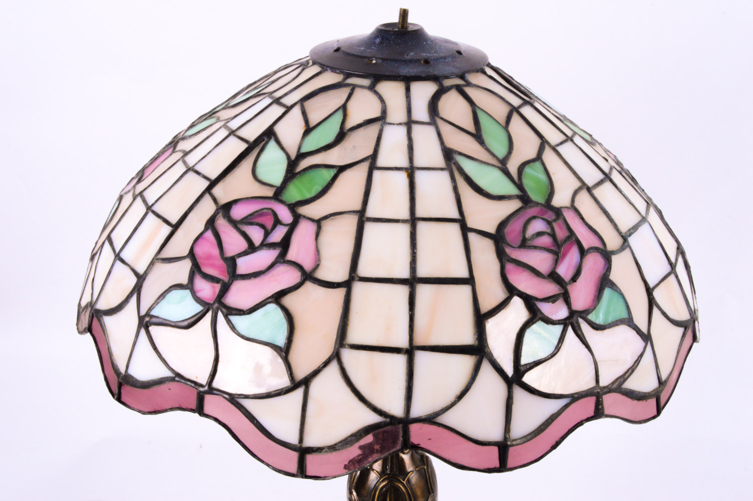 Tiffany Style Stained Glass Rosebud Table Lamps