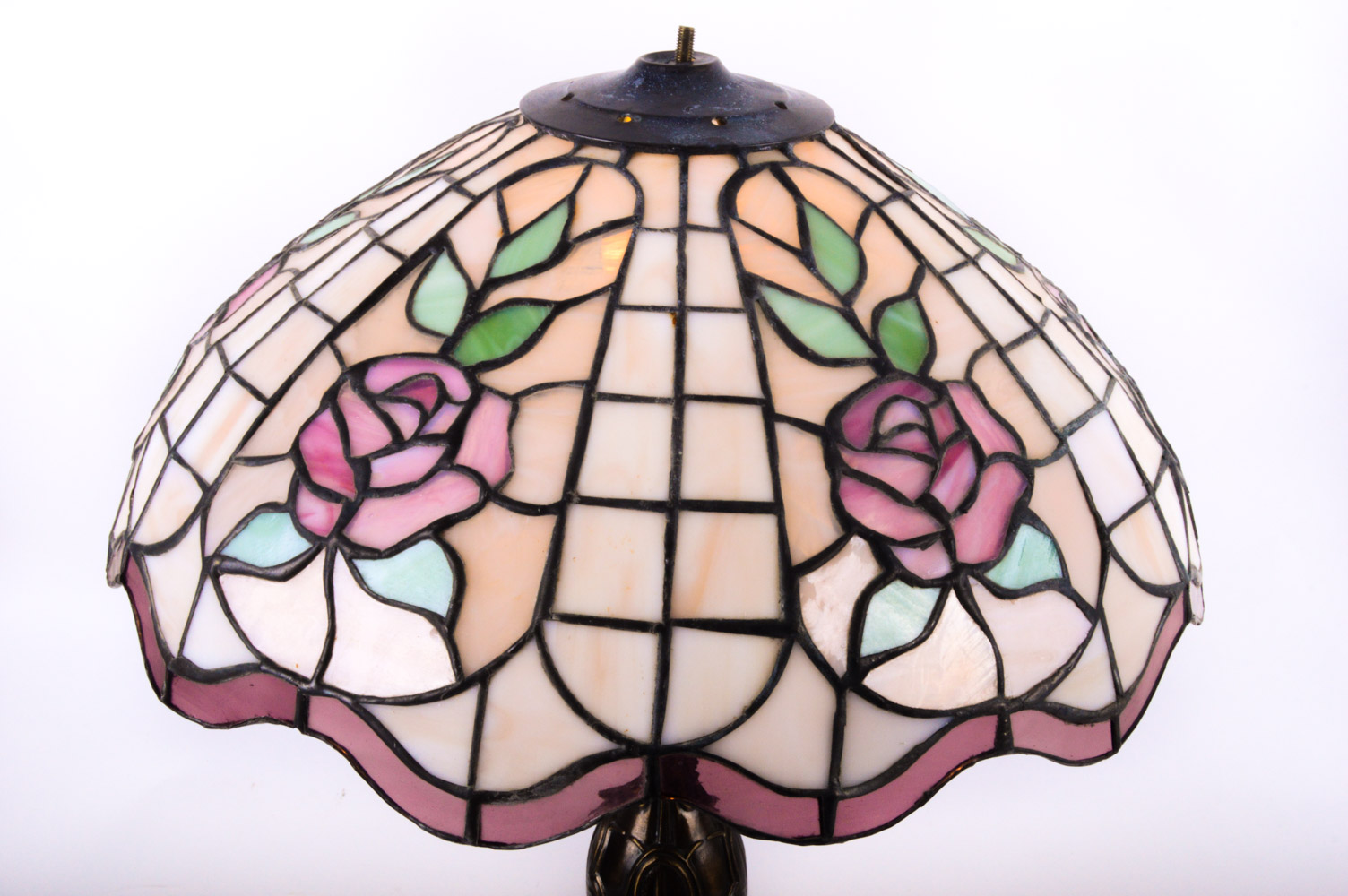 Tiffany Style Stained Glass Rosebud Table Lamps
