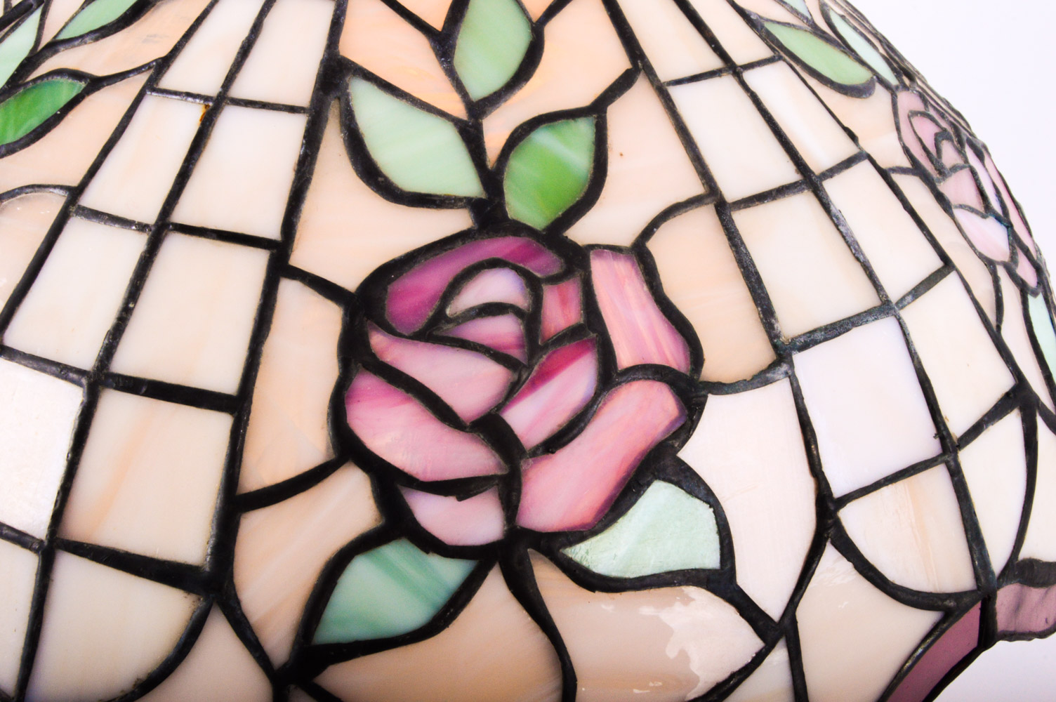 Tiffany Style Stained Glass Rosebud Table Lamps