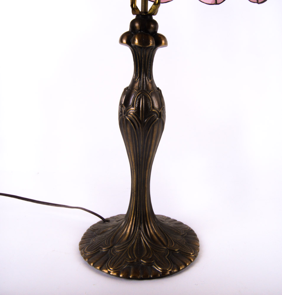 Tiffany Style Stained Glass Rosebud Table Lamps