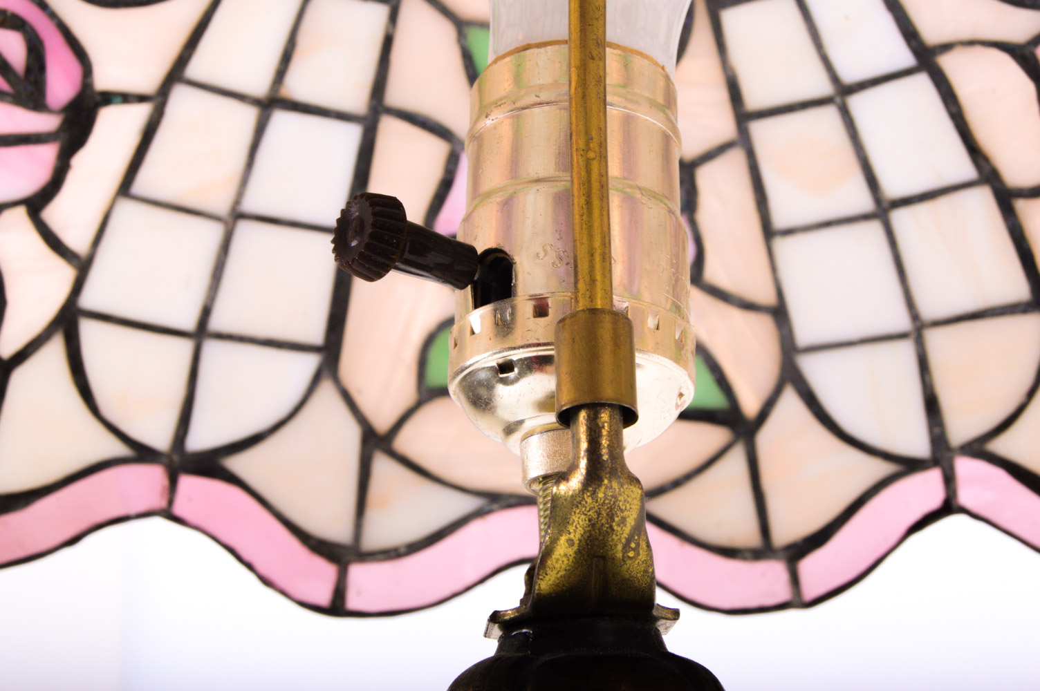 Tiffany Style Stained Glass Rosebud Table Lamps