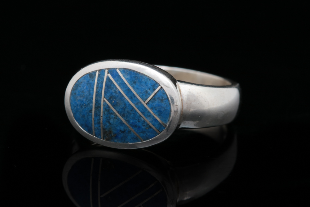 Sterling Silver and Lapis Lazuli Inlay Ring