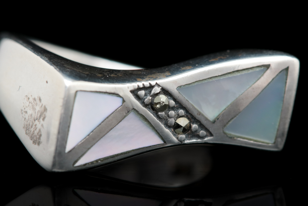 Sterling Silver, Mother of Pearl and Marcasite Ring