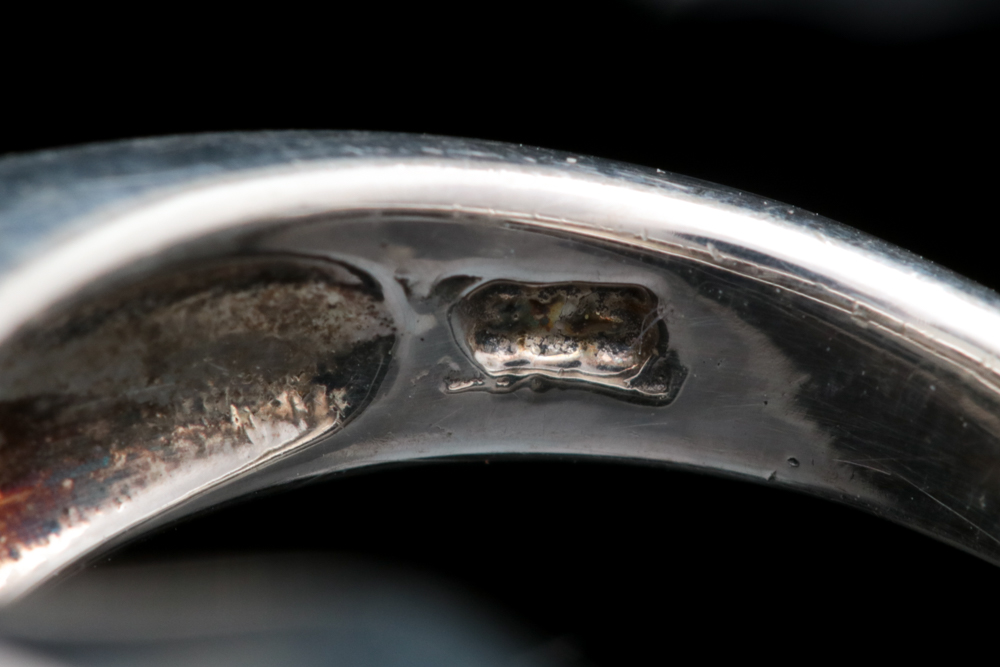 Sterling Silver, Mother of Pearl and Marcasite Ring