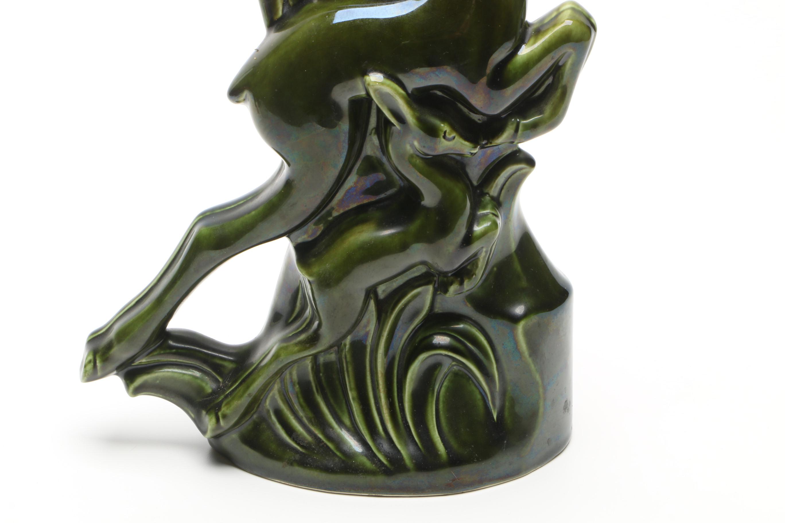 Vintage Haegar Ceramic Lamp with Deer Shaped Base