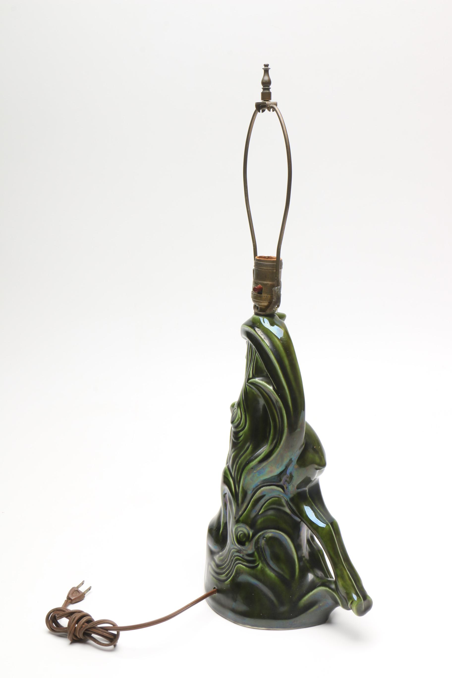 Vintage Haegar Ceramic Lamp with Deer Shaped Base