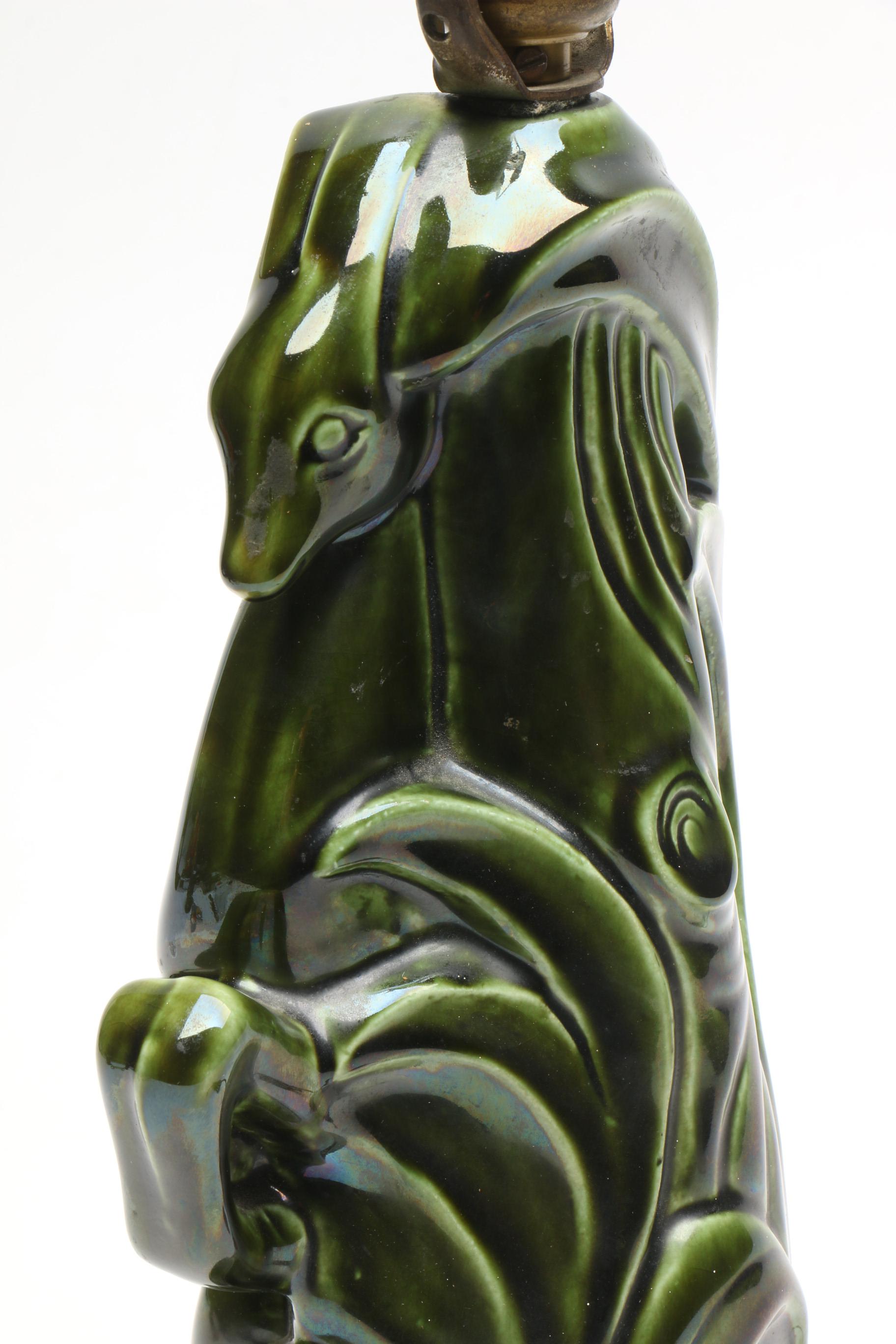 Vintage Haegar Ceramic Lamp with Deer Shaped Base
