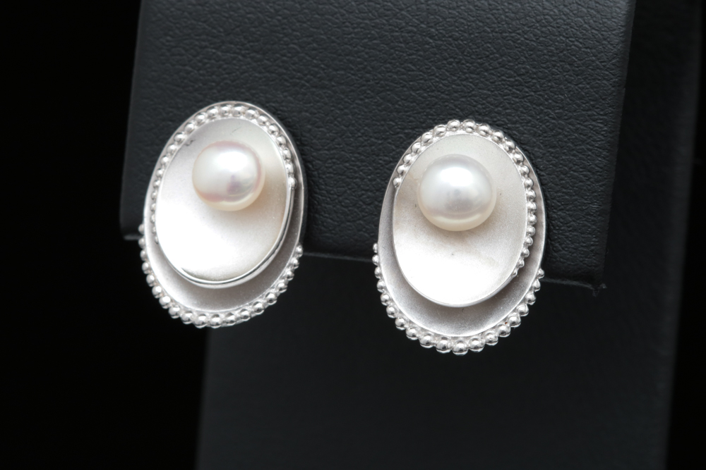 Bastian Sterling Silver and Pearl Earrings
