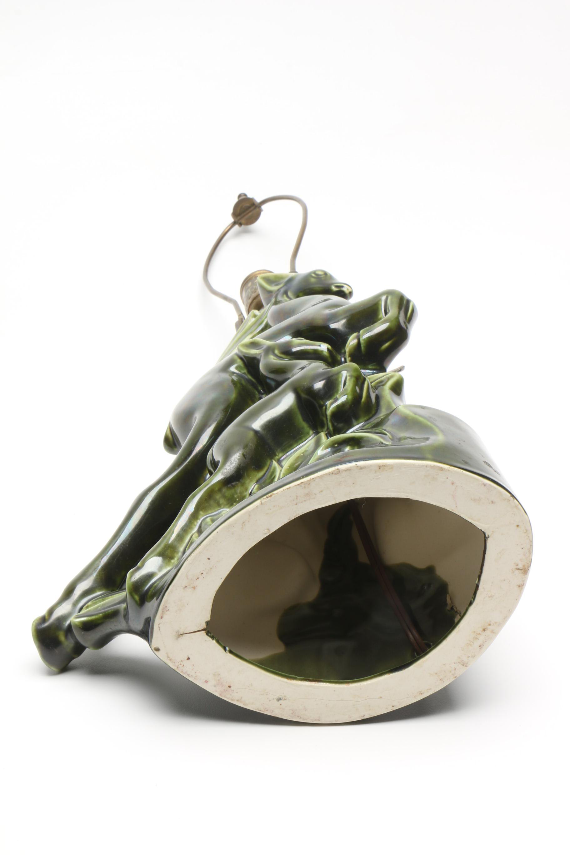 Vintage Haegar Ceramic Lamp with Deer Shaped Base