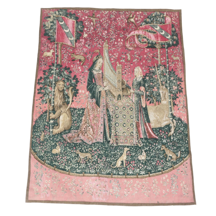 French Reproduction Tapestry "La Dame A L'orgue"