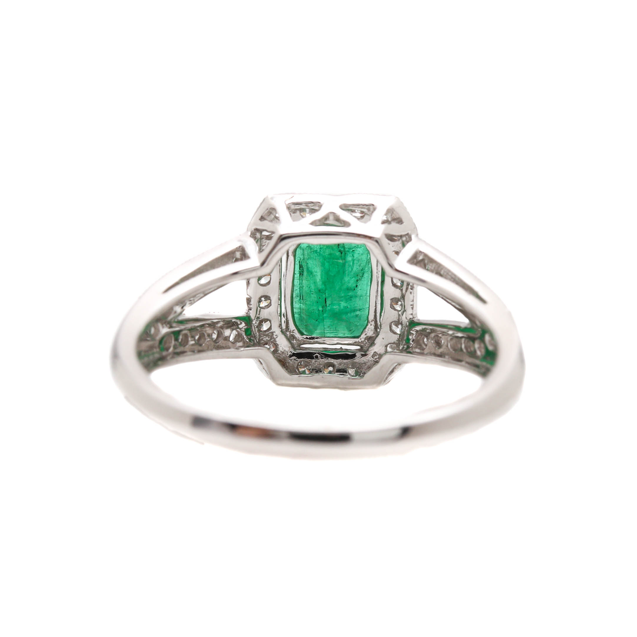18K White Gold Emerald and Diamond Ring