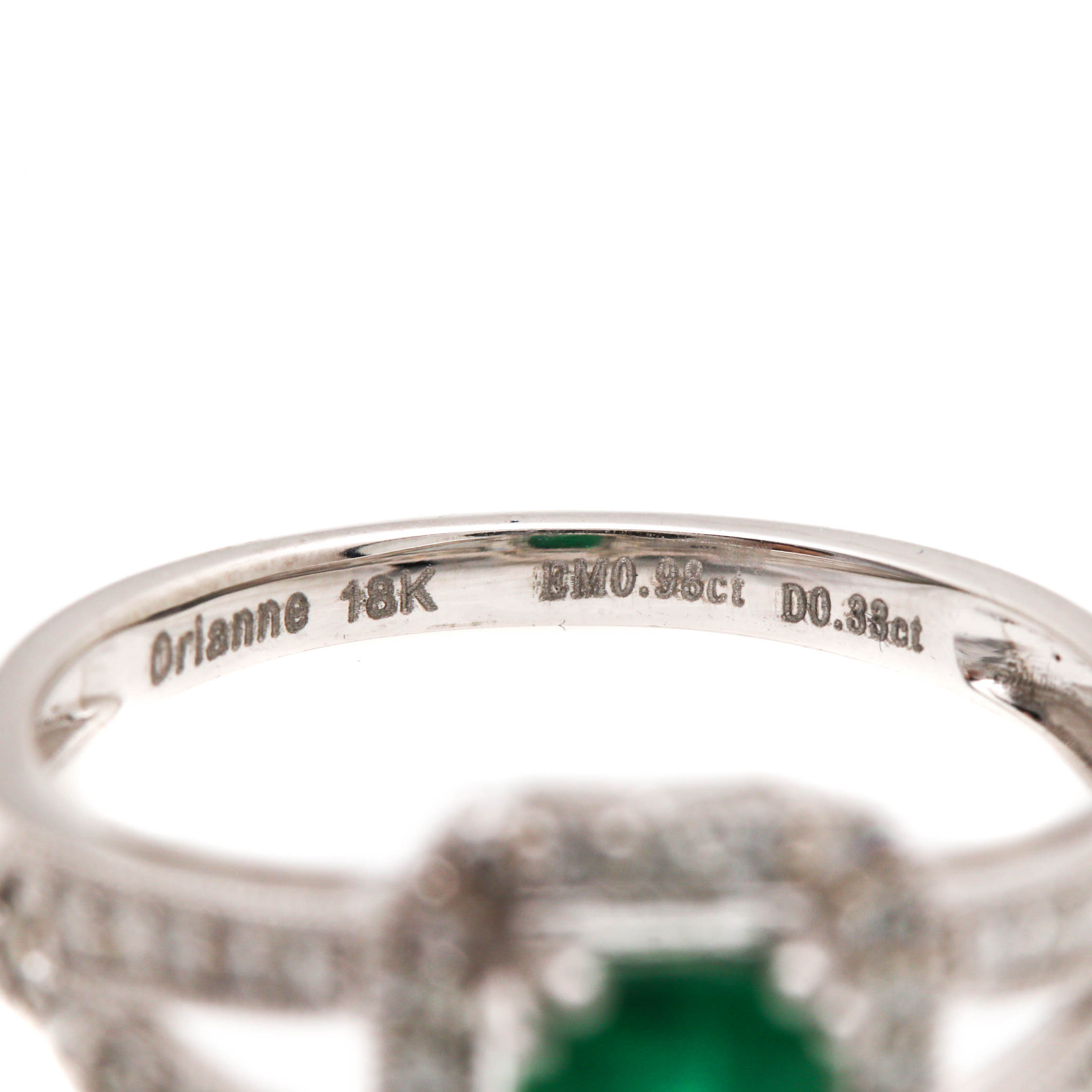 18K White Gold Emerald and Diamond Ring