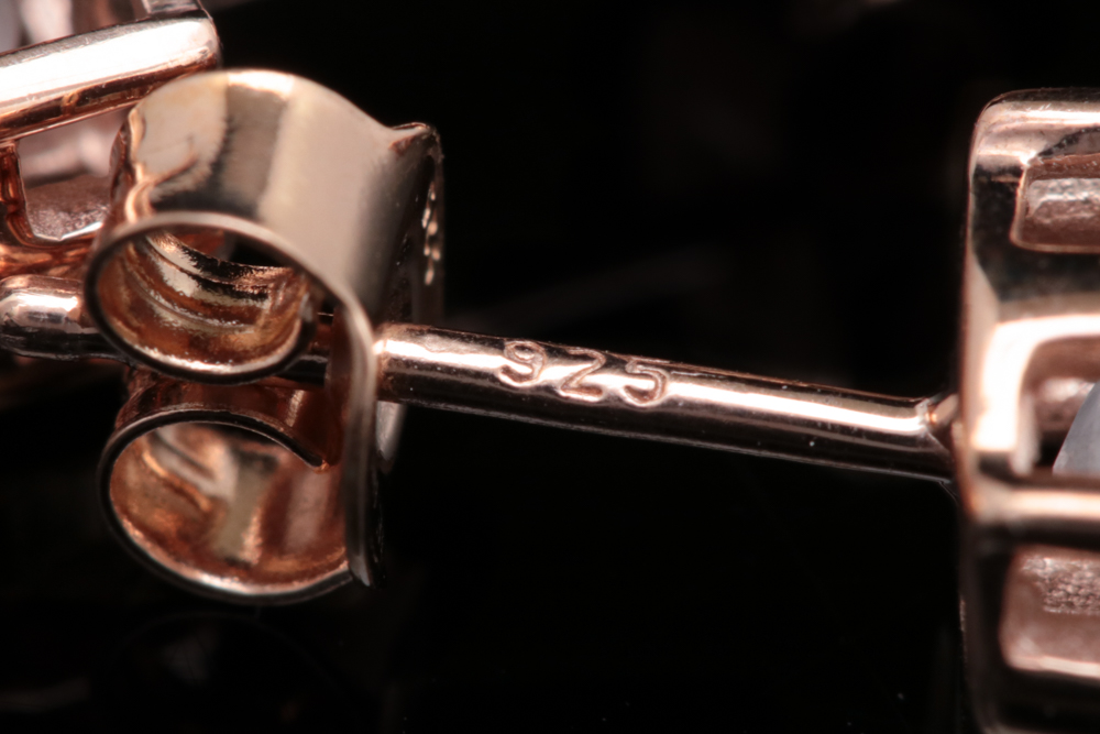 Rose Gold Wash on Sterling Silver and Morganite Stud Earrings