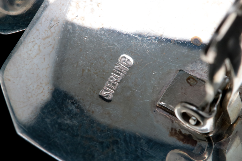 Sterling Silver and Malachite Clip On Earrings
