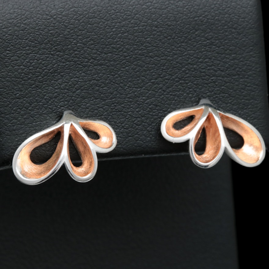 Bastian Sterling Silver with Rose Gold Wash Earrings