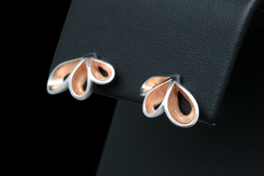 Bastian Sterling Silver with Rose Gold Wash Earrings
