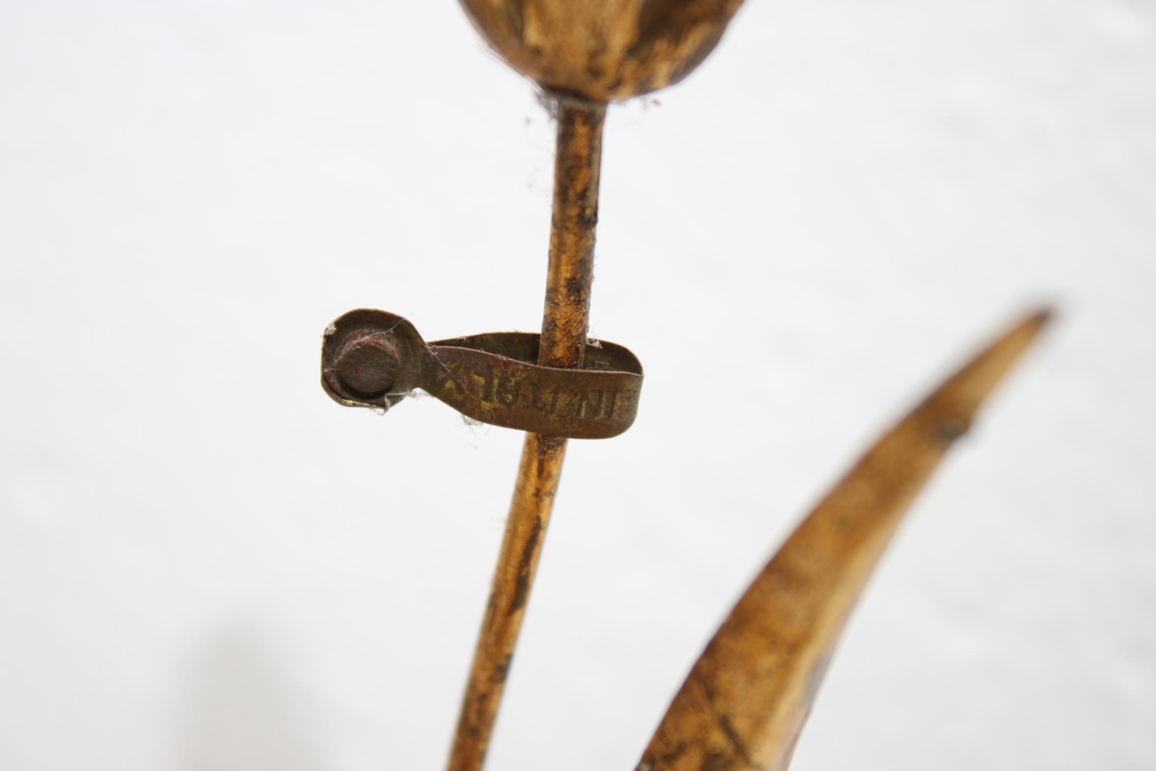 Vintage Italian Gold Tone Toleware Wheat Sheaf Wall Sconces