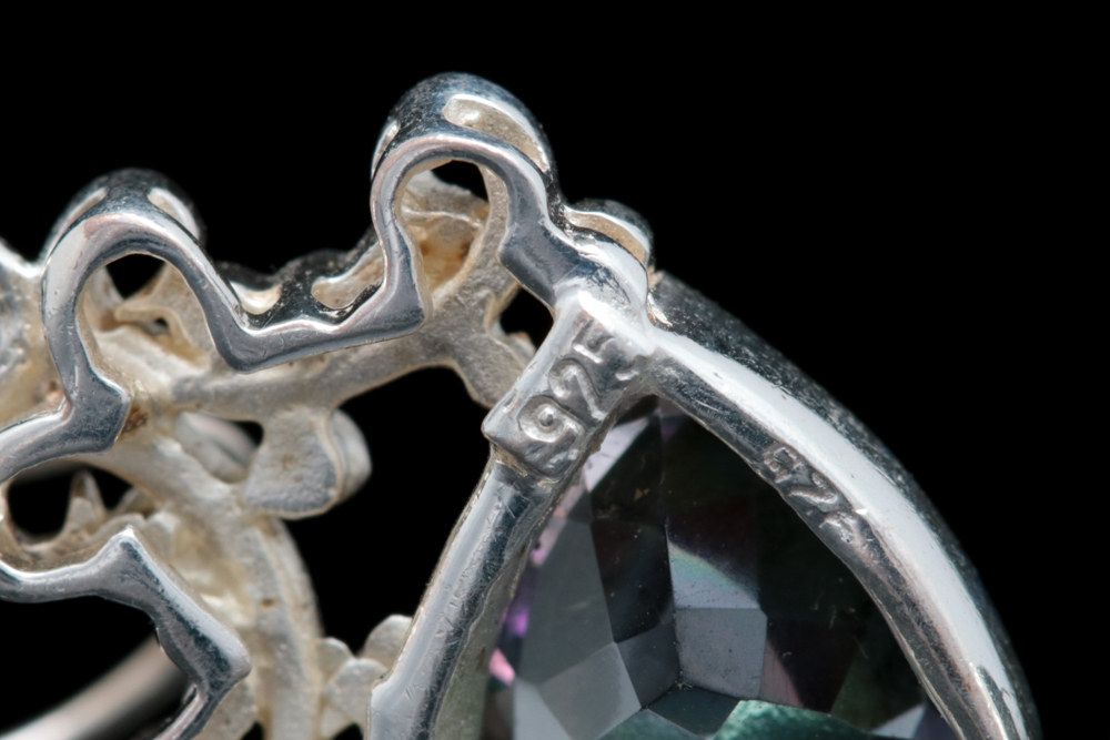 Sterling Silver and Coated Topaz Dangle Earrings