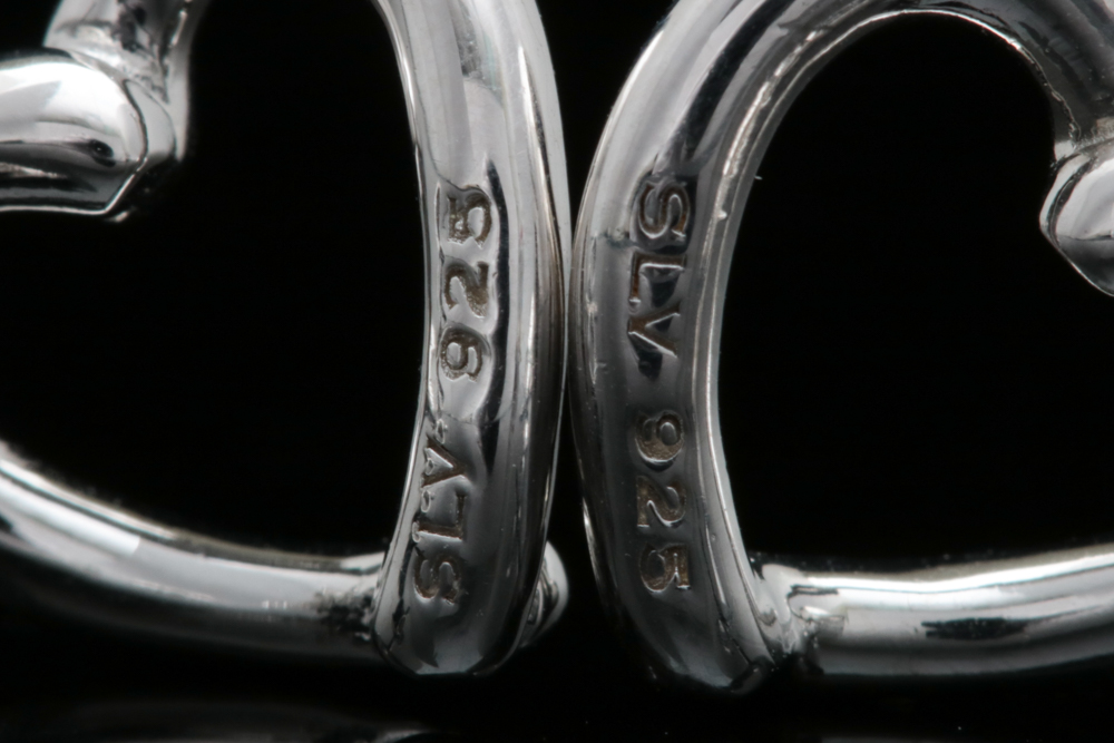 Sterling Silver and Diamond Open Heart Earrings