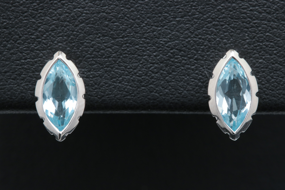 Bastian Sterling Silver and Blue Topaz Stud Earrings