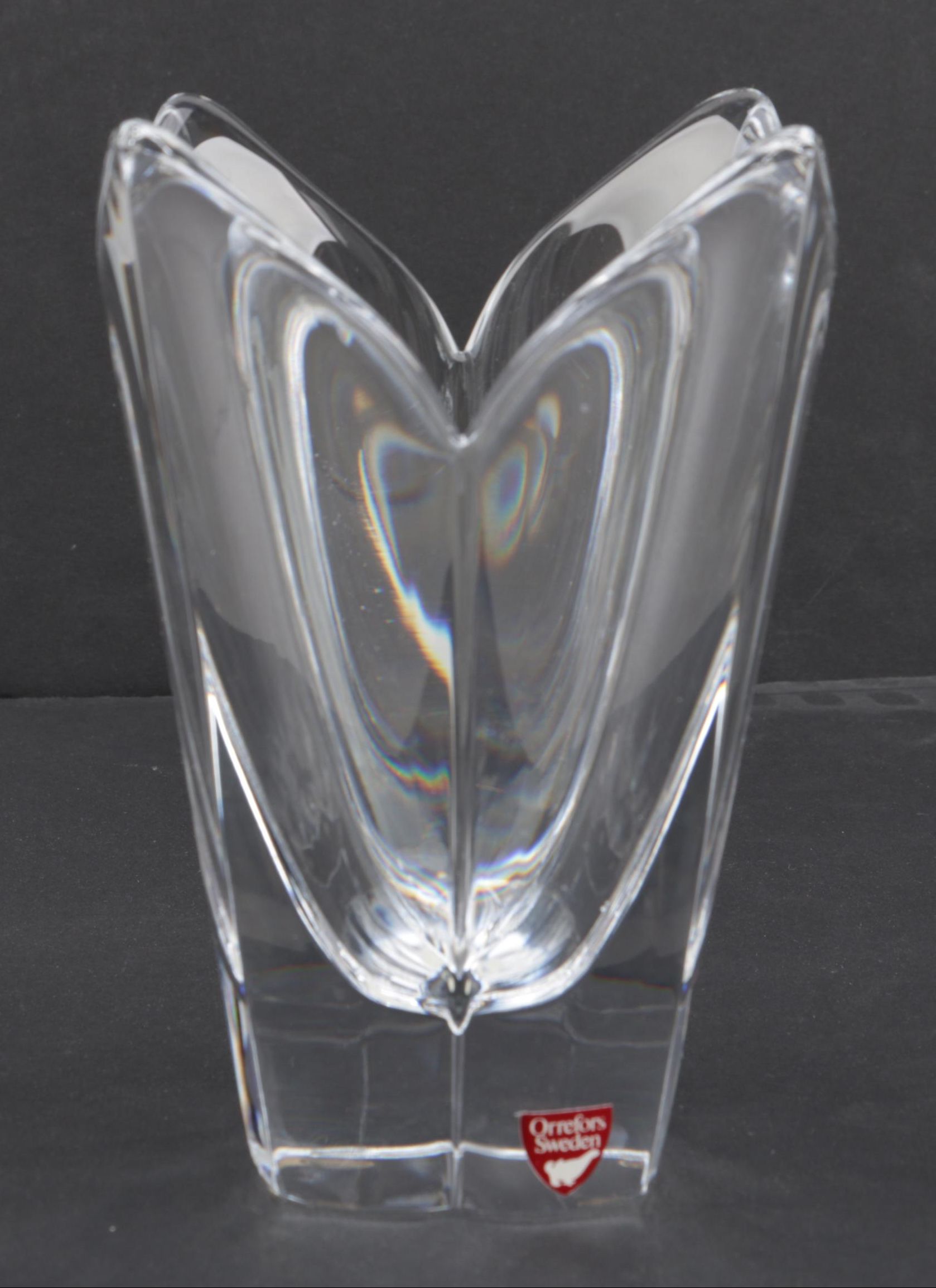 Orrefors Lotus Style Crystal Vase