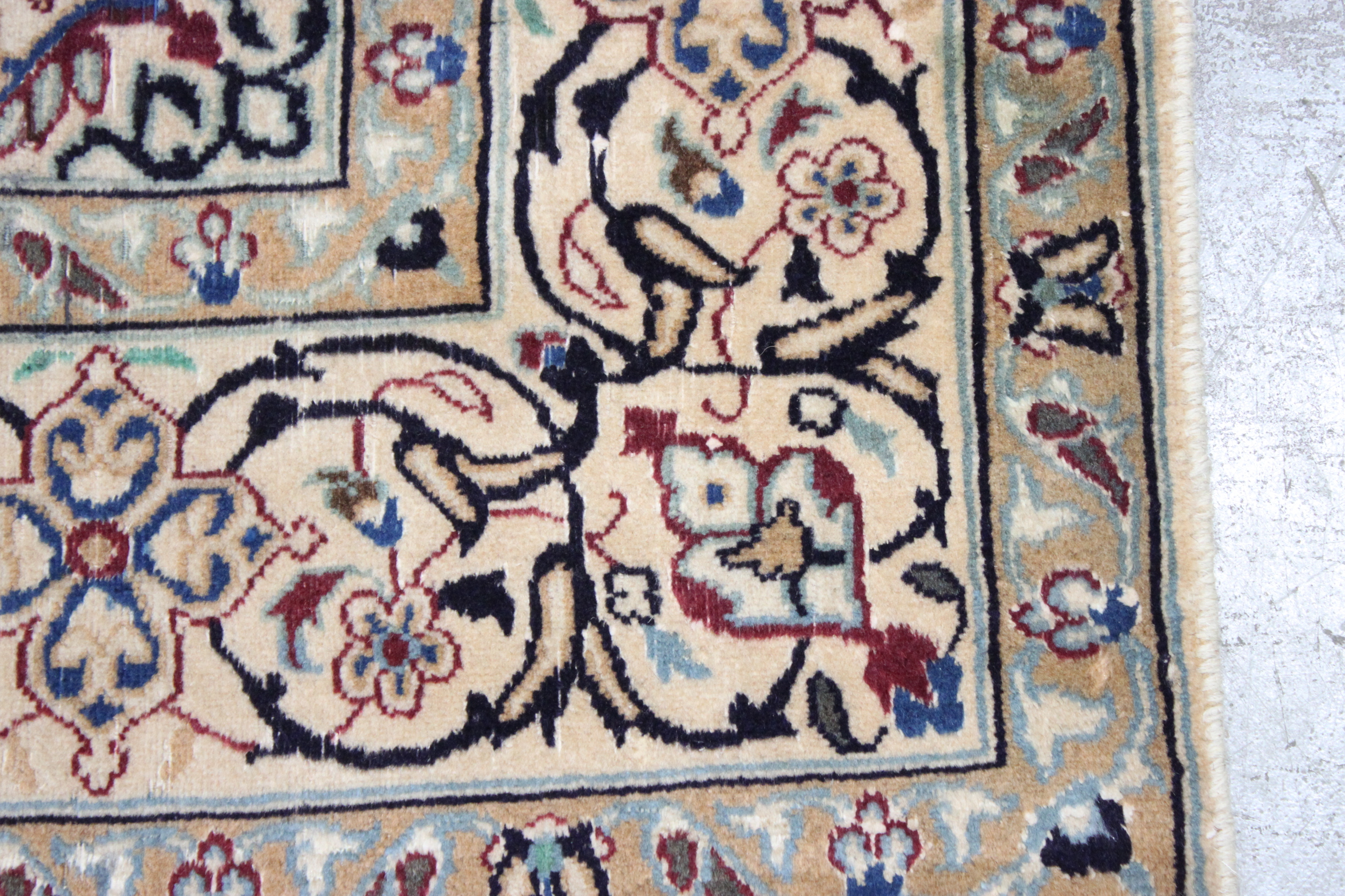 Hand-Knotted Persian Nain Area Rug with Silk Accents