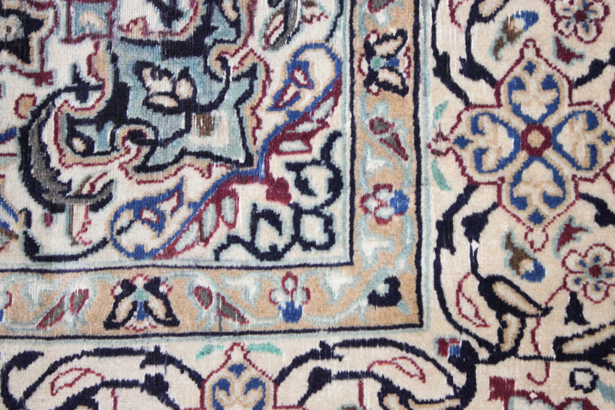 Hand-Knotted Persian Nain Area Rug with Silk Accents