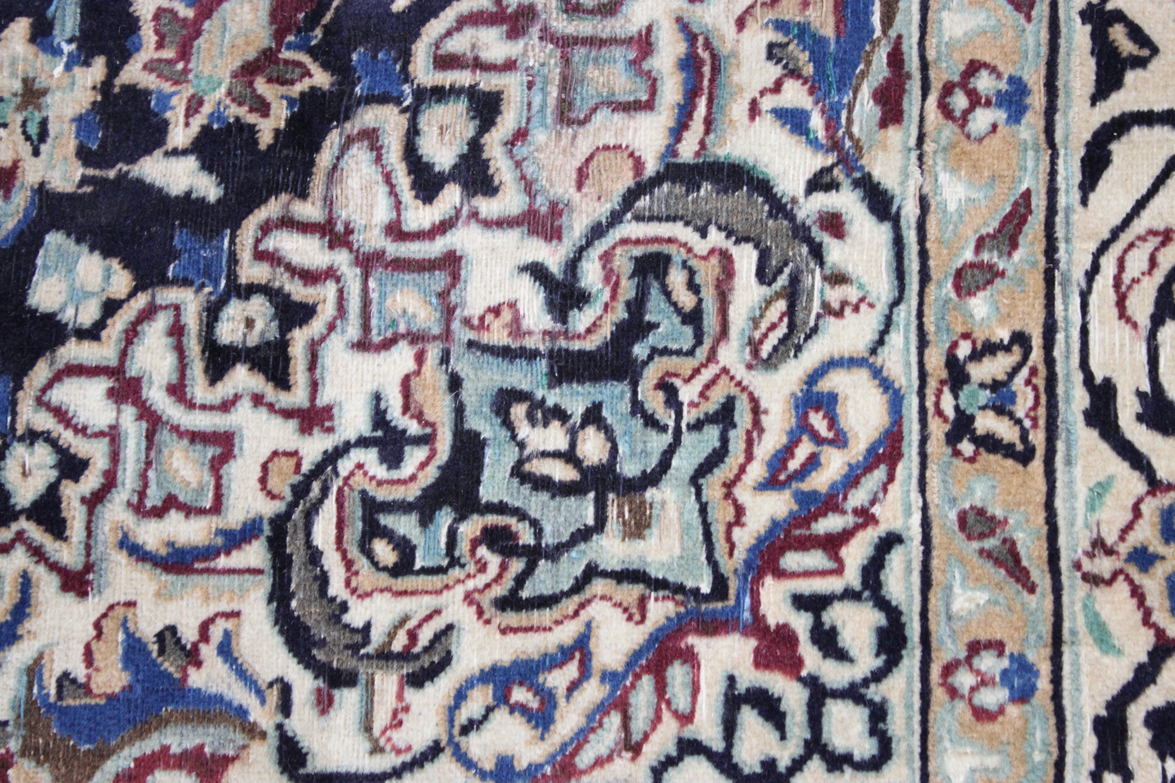 Hand-Knotted Persian Nain Area Rug with Silk Accents