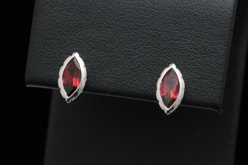 Bastian Sterling Silver and Garnet Stud Earrings