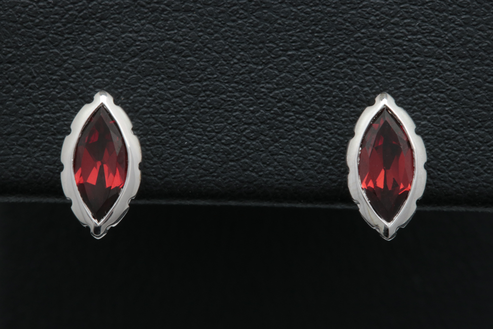 Bastian Sterling Silver and Garnet Stud Earrings